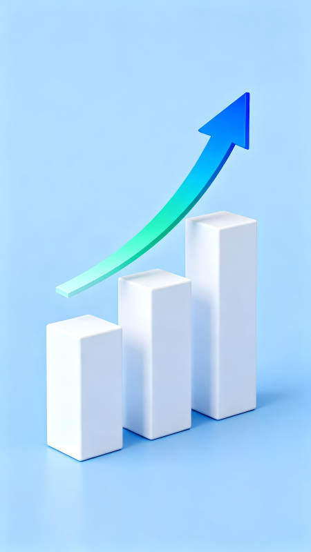 增長圖表呈現上升趨勢業績節節攀升-圖片