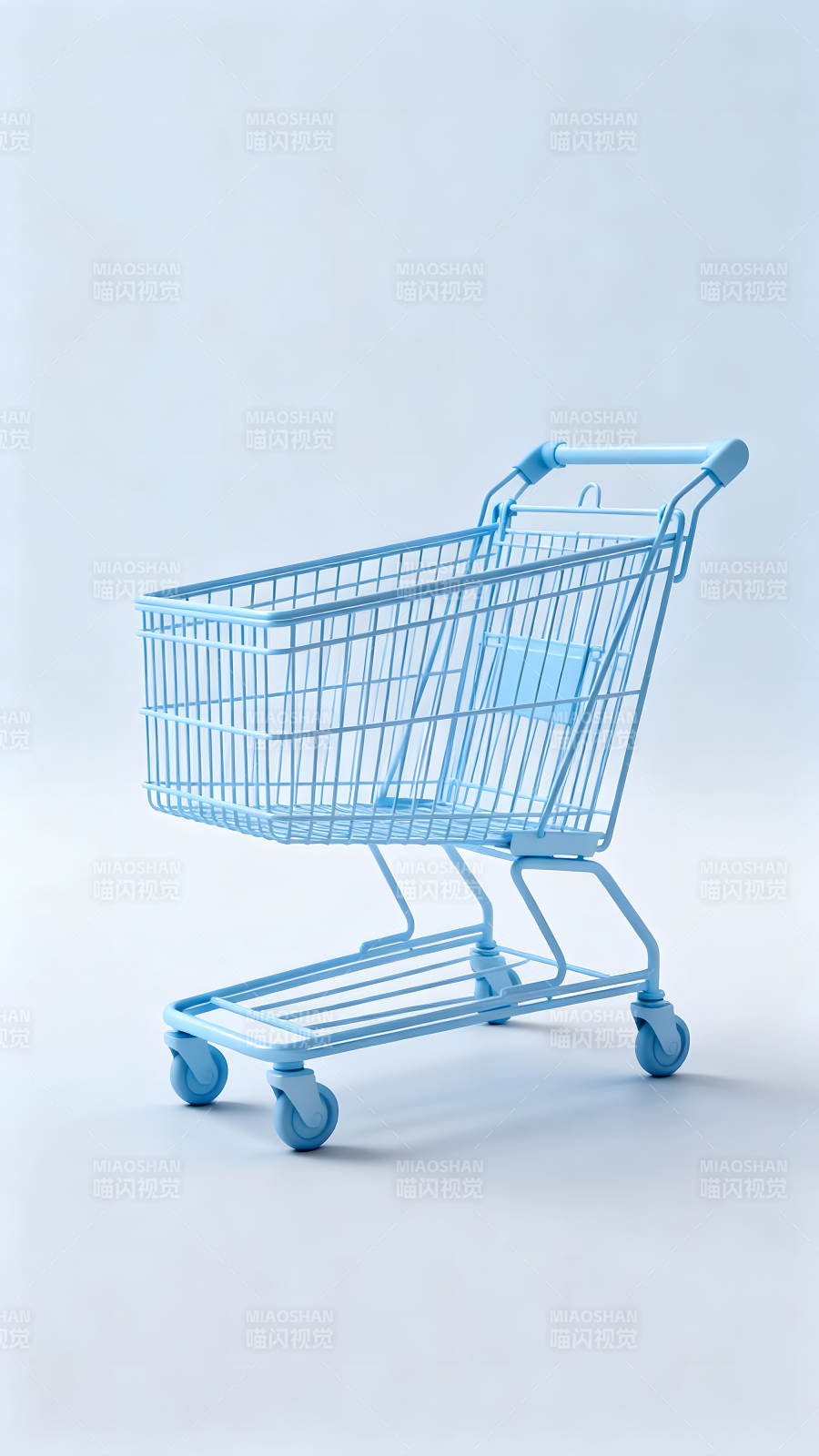 藍色的購物車孤立在白色背景上-圖片