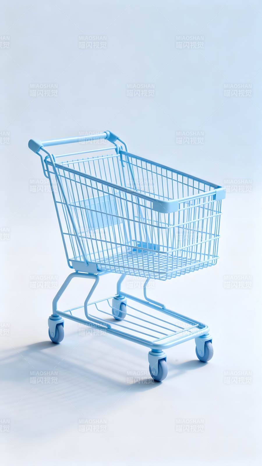 蓝色的购物推车简洁而富有设计感-图片