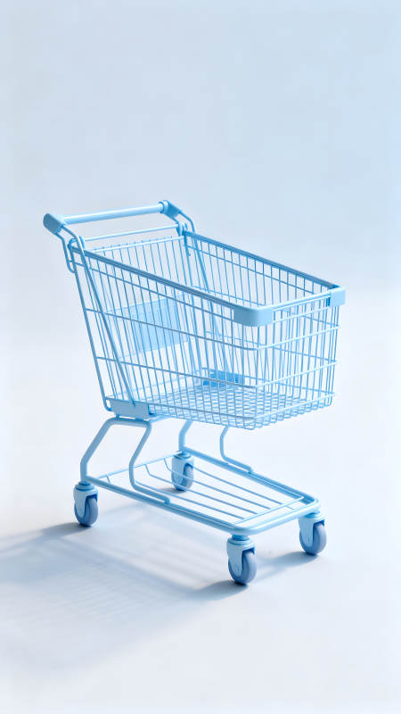 藍色的購物推車簡潔而富有設計感-圖片