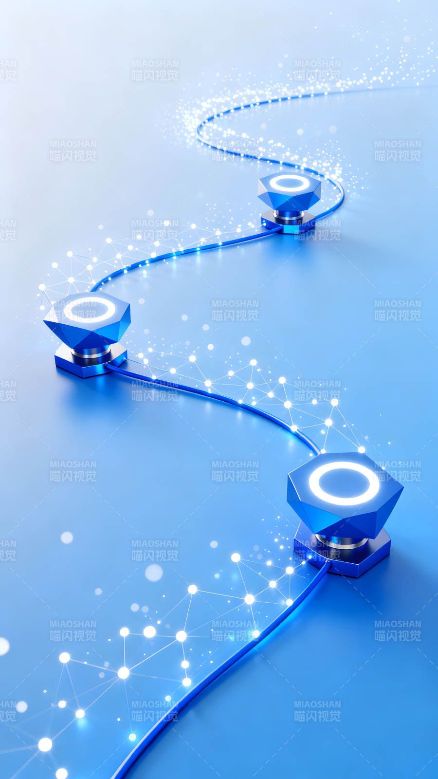 蓝色科技感路径连接-图片