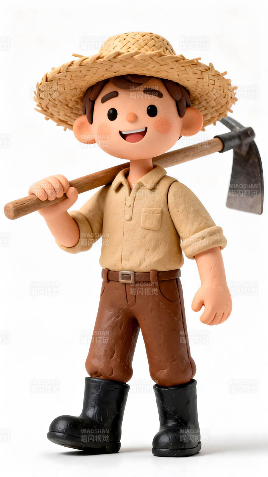 农夫玩偶手持锄头形象可爱-图片