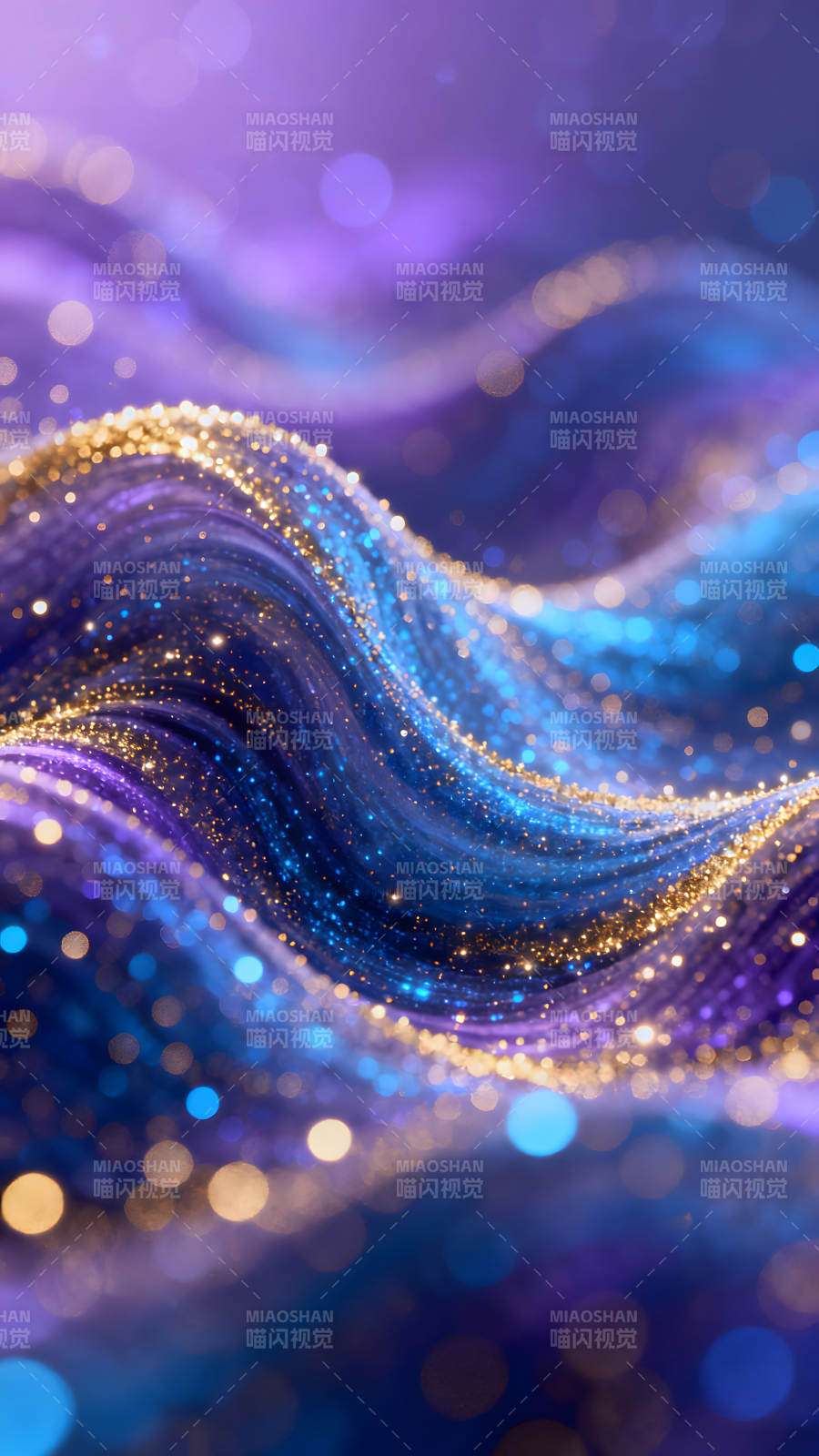 梦幻星光波浪流动的视觉效果-图片