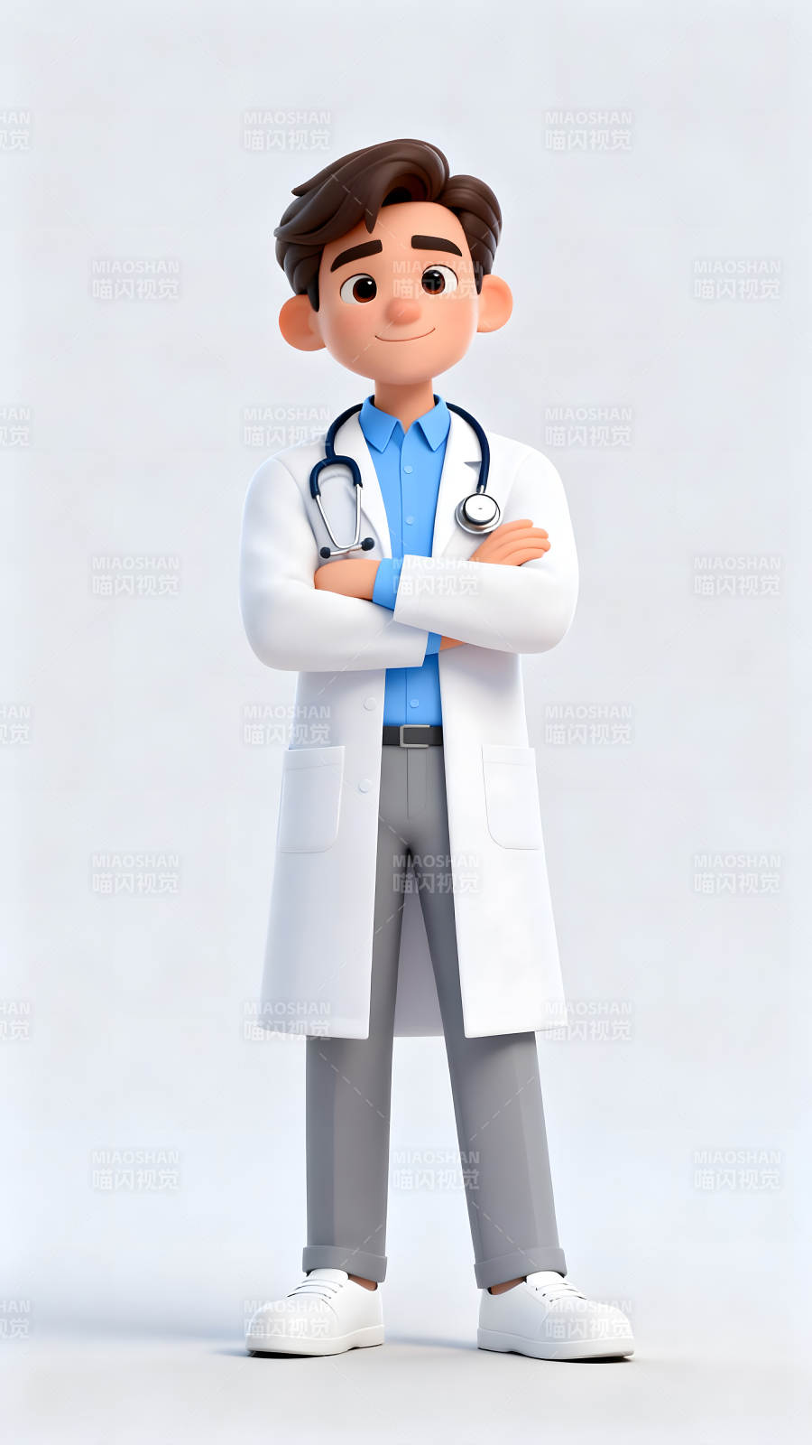 卡通医生形象自信站立-图片