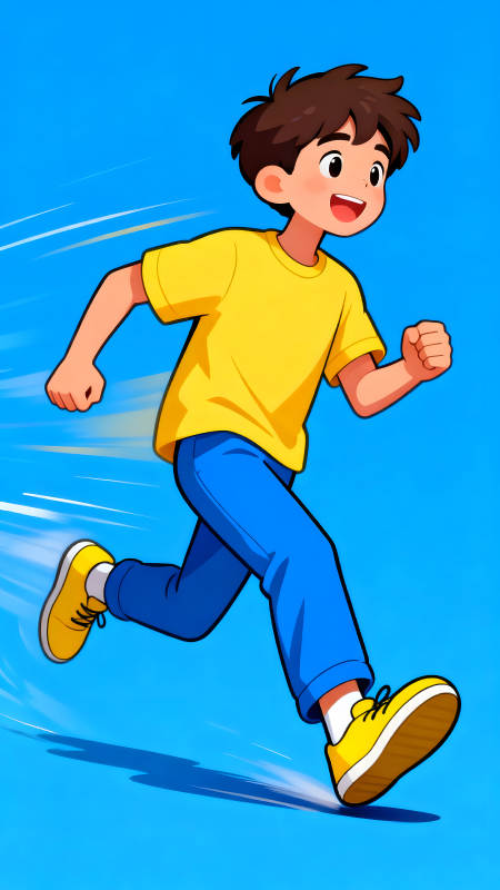 奔跑的男孩活力十足-图片