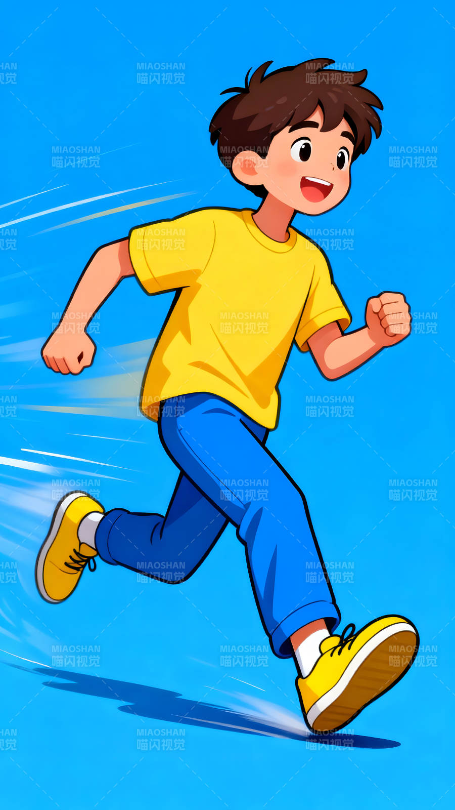 奔跑的男孩活力十足-图片