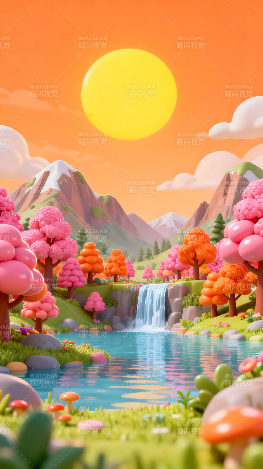 卡通风格的梦幻风景画-图片