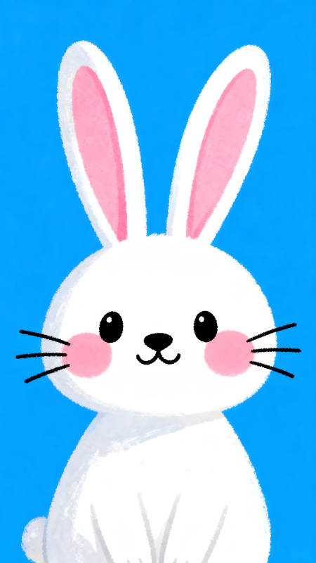 可愛兔子插畫藍底背景-圖片