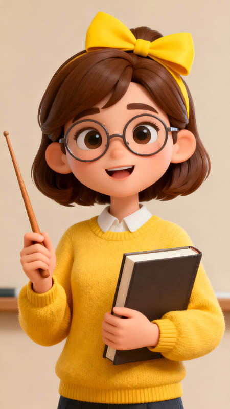 卡通教師展示課本-圖片