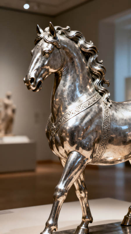 銀馬雕塑展覽博物館內精美藝術品-圖片
