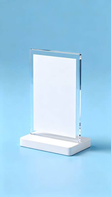 透明展示架在蓝色背景上-图片