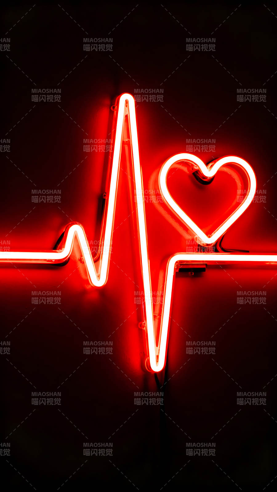 红色的心电图发光-图片