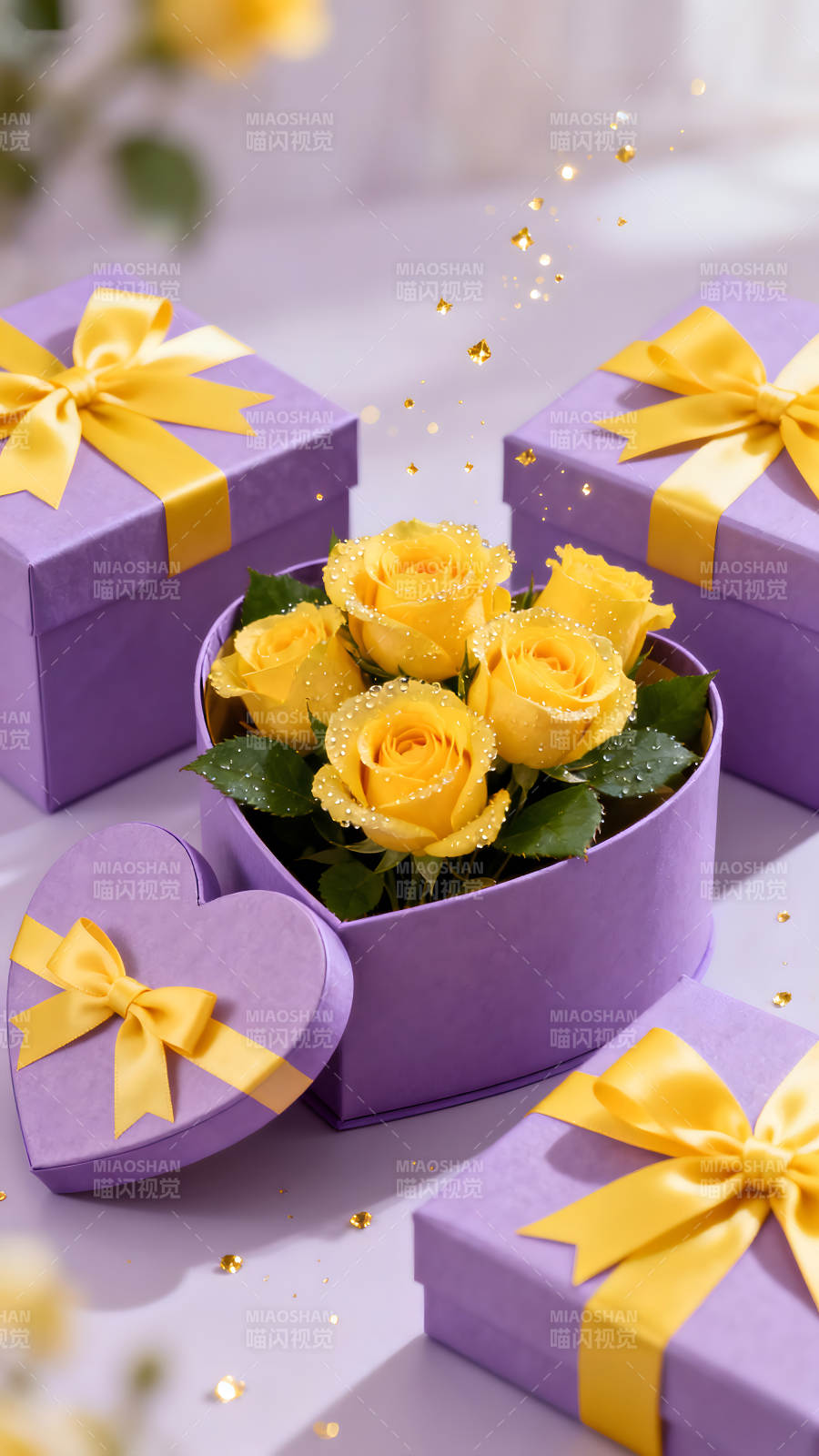 鲜花礼盒与精致礼物堆砌-图片