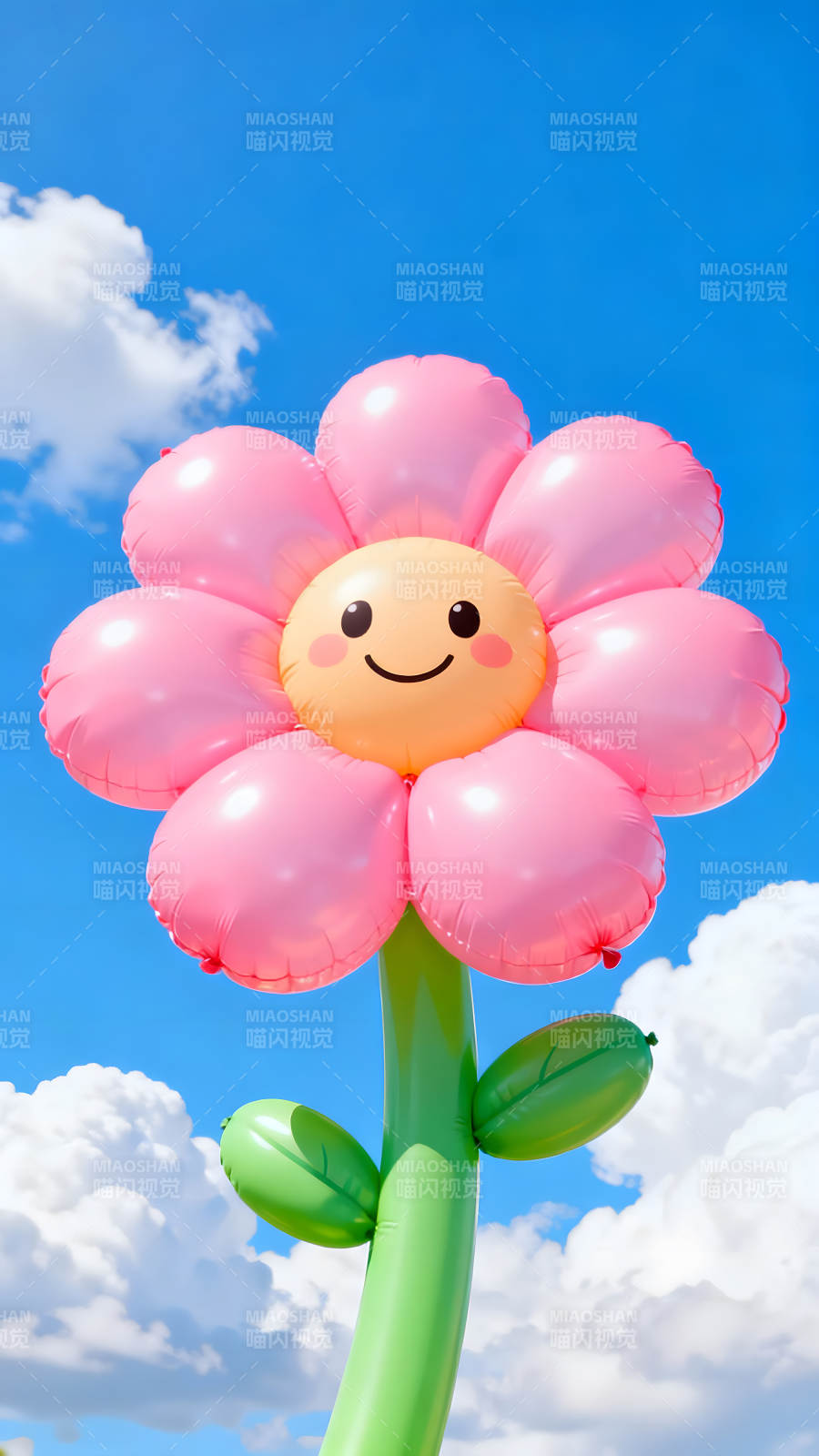 巨型花朵气球在蓝天下绽放-图片