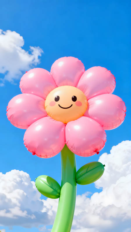 巨型花朵气球在蓝天下绽放-图片