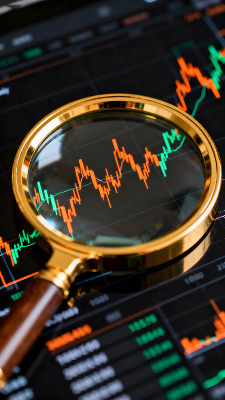 放大鏡下的股票市場(chǎng)波動(dòng)圖-圖片