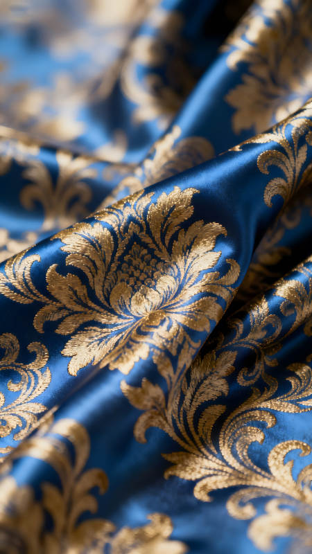 华丽蓝金丝绸图案-图片