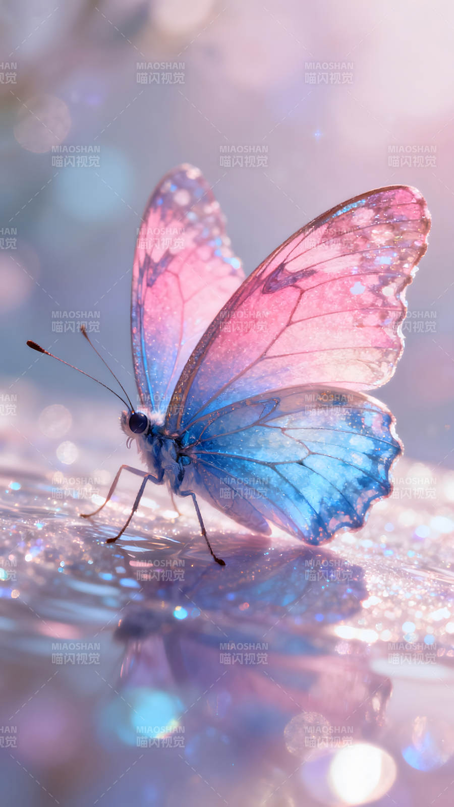 粉藍蝴蝶靜謐閃耀-圖片