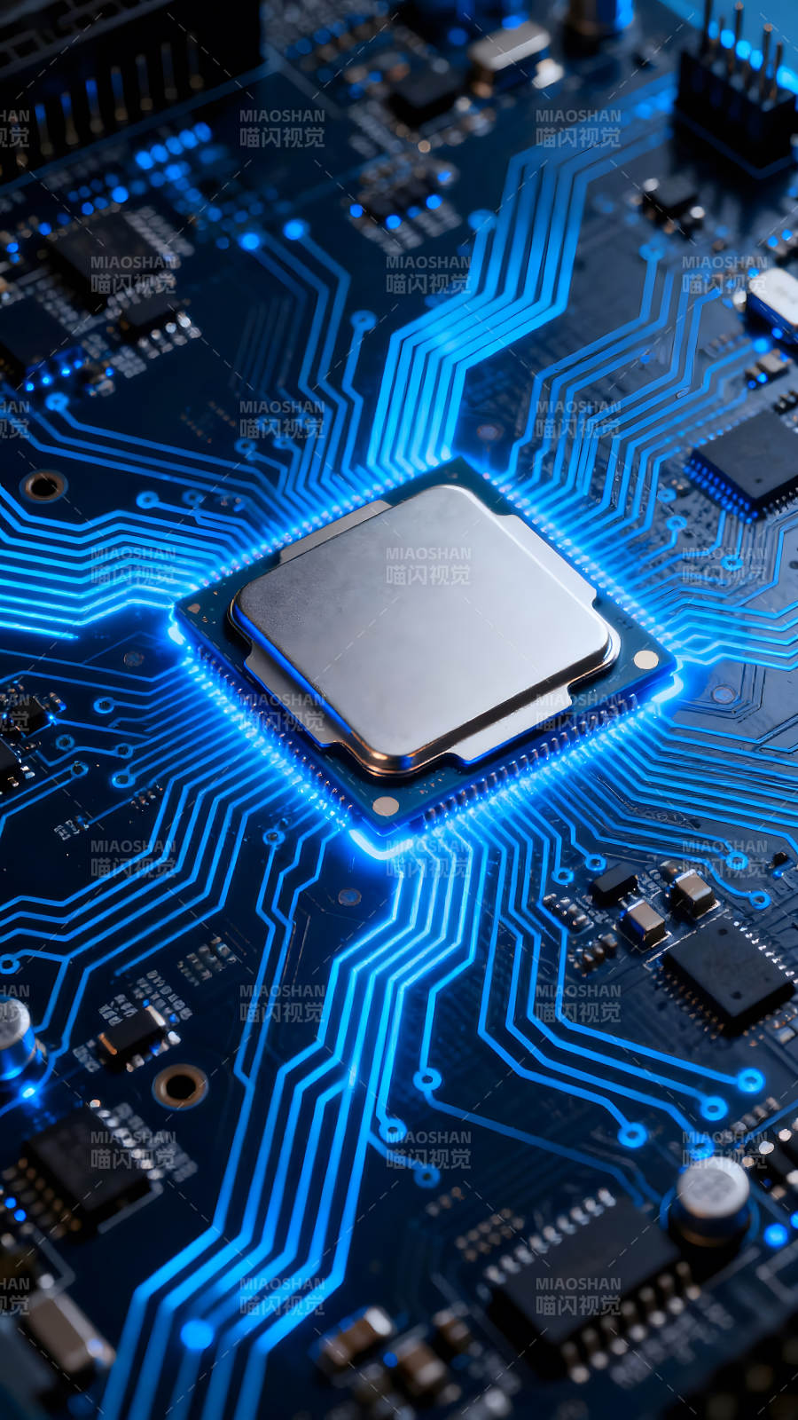 电路板特写芯片闪耀-图片