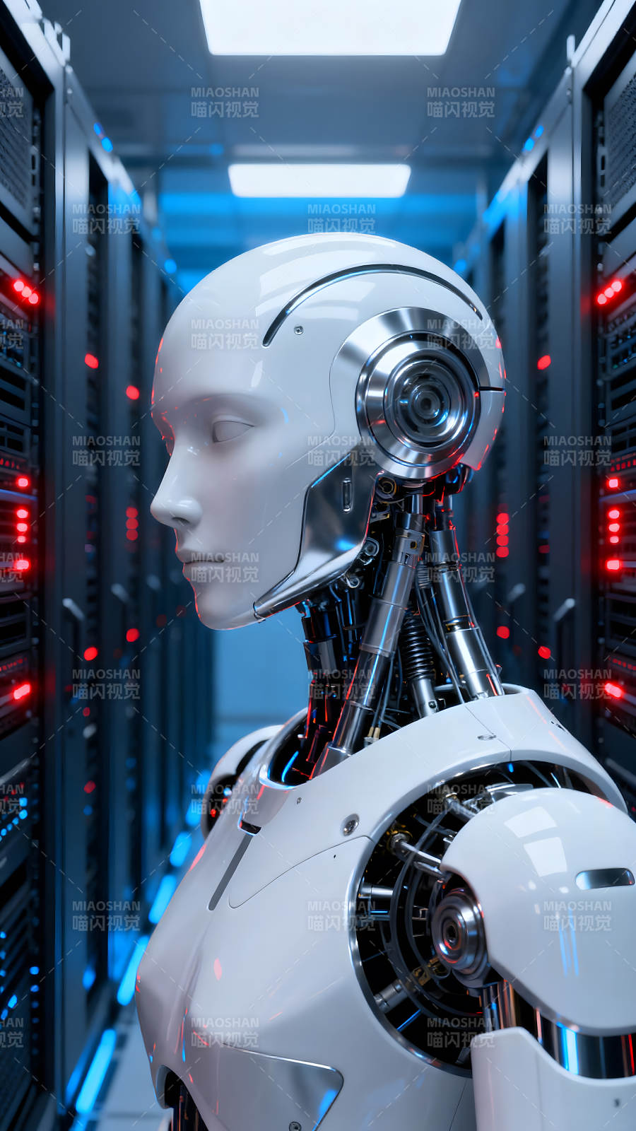 机器人与服务器构成的科技世界-图片