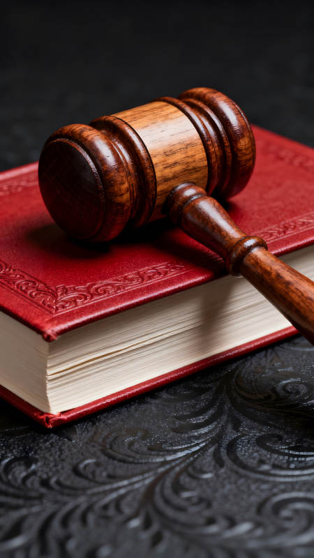 法槌與紅皮書象征法律-圖片