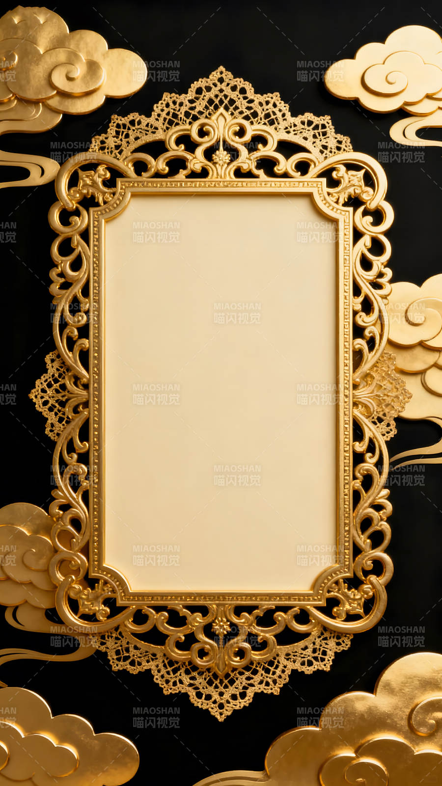 金边画框与祥云装饰-图片