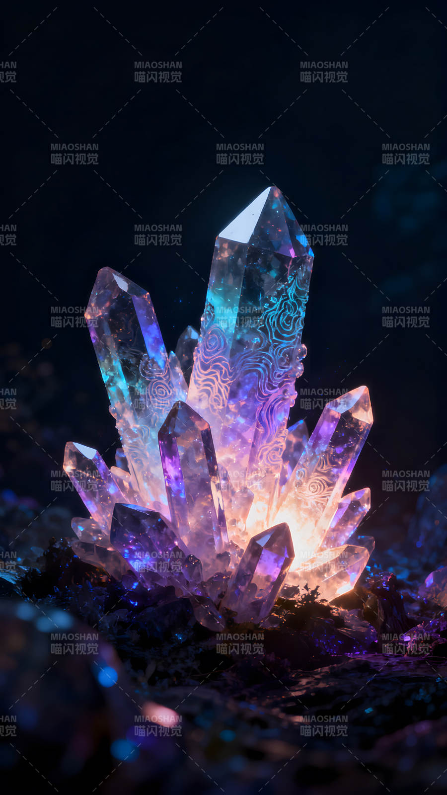 梦幻水晶簇发光效果图-图片