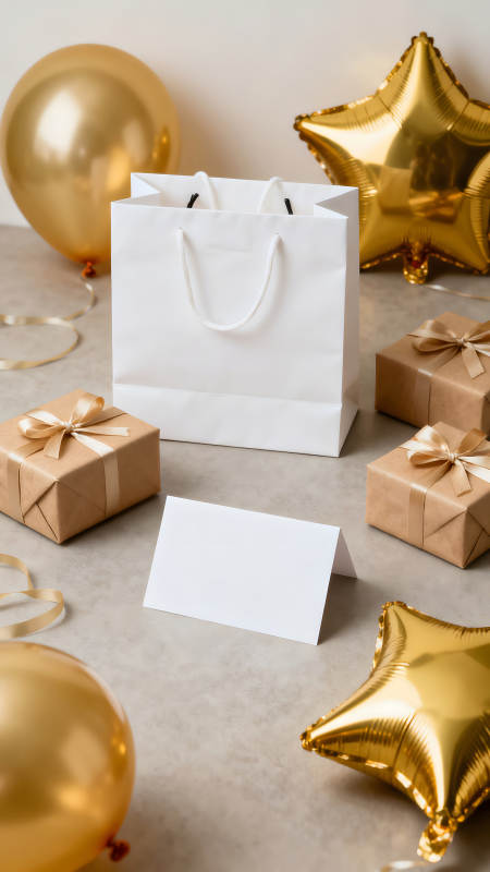 礼品与气球的节日氛围-图片