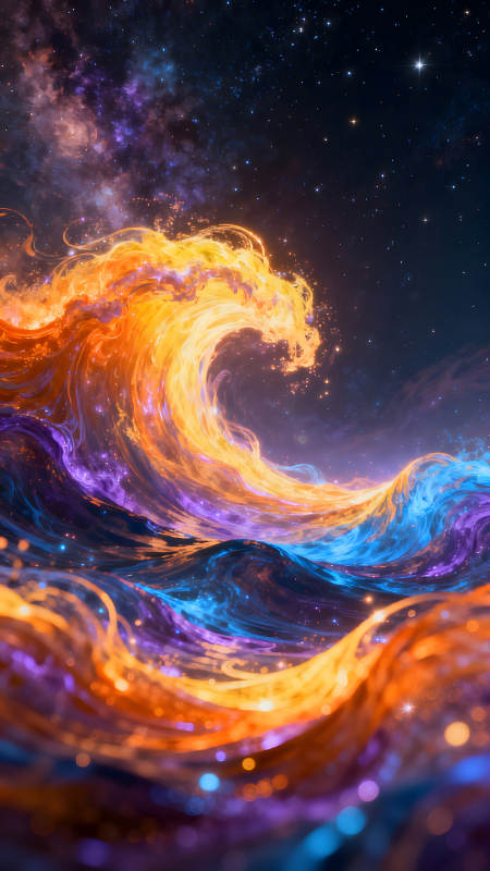 星空火焰巨浪宇宙奇觀-圖片