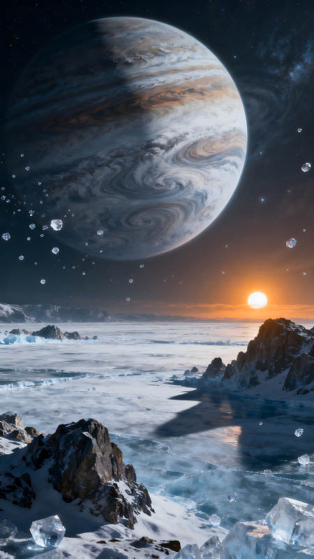 冰雪星球下的宇宙奇观-图片