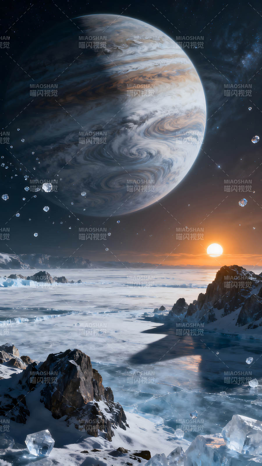 冰雪星球下的宇宙奇觀-圖片