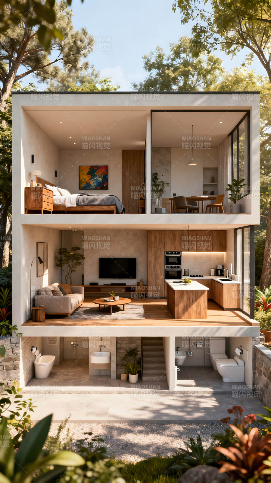 现代风格三层别墅室内设计-图片