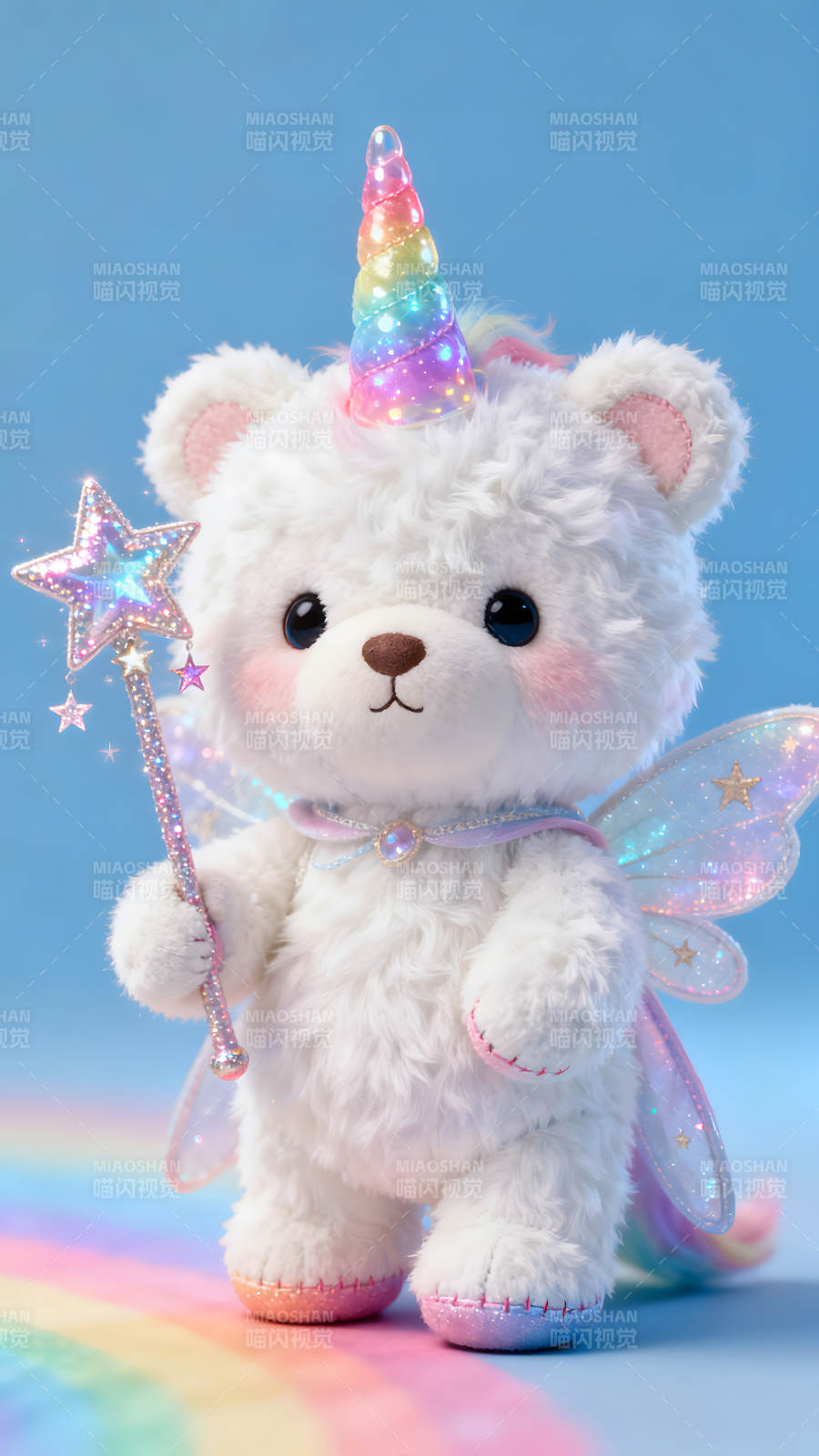 毛绒独角兽熊拿着仙女棒-图片