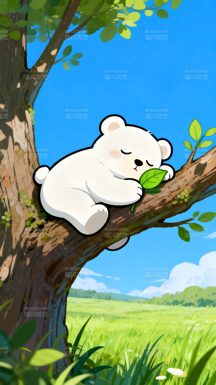 熊在树上睡觉-图片