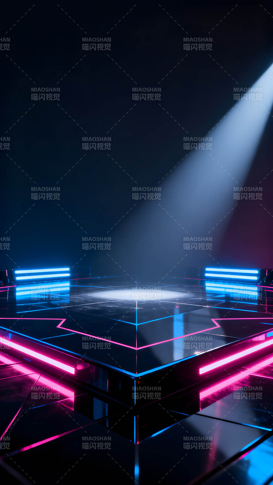 舞台灯光下的未来科技感-图片