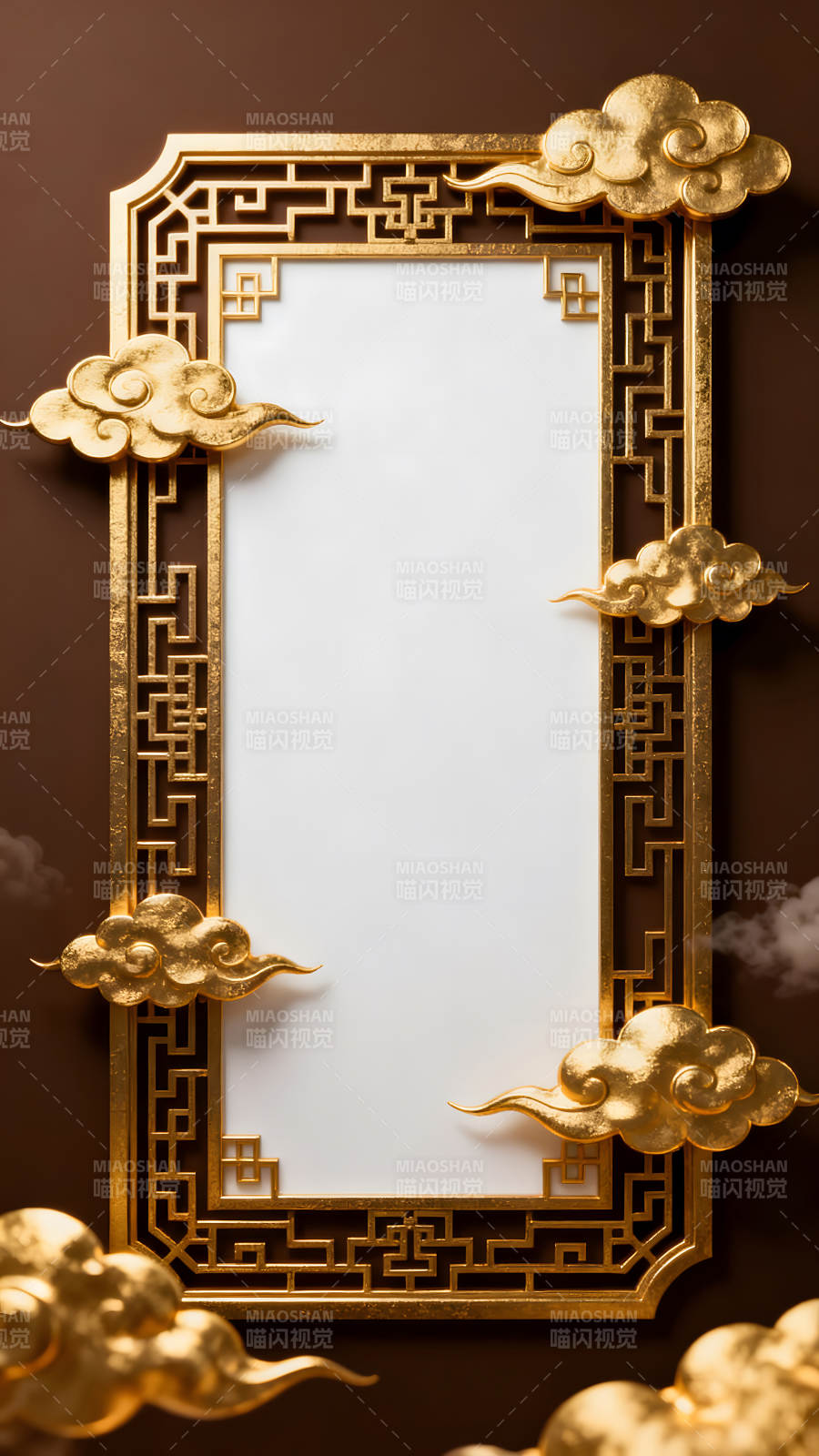 金色边框和祥云装饰的空白区域-图片