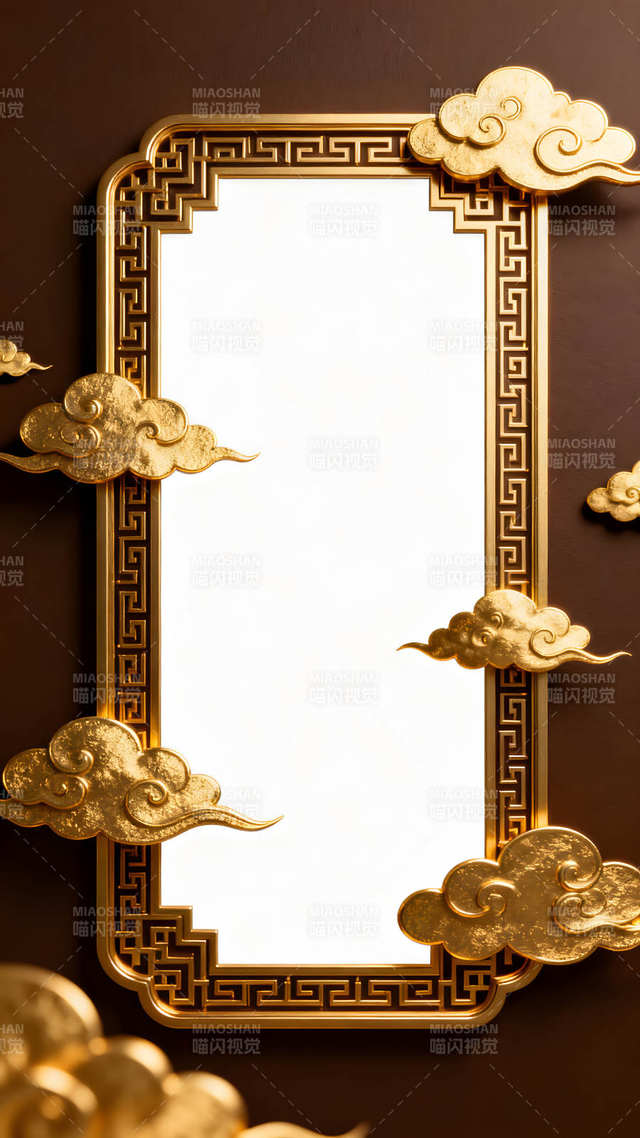 金色框架与祥云装饰-图片