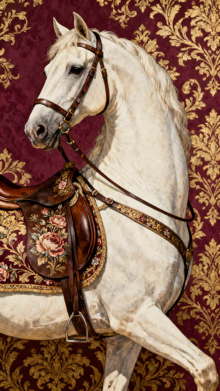 华丽白马与装饰-图片