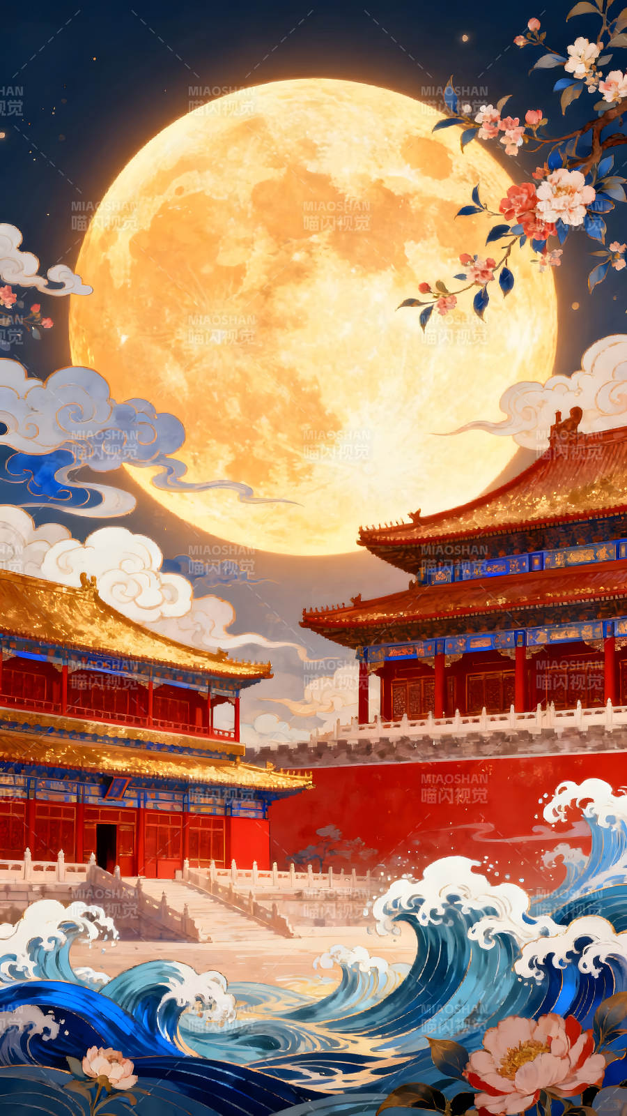 宫殿明月夜景唯美图-图片