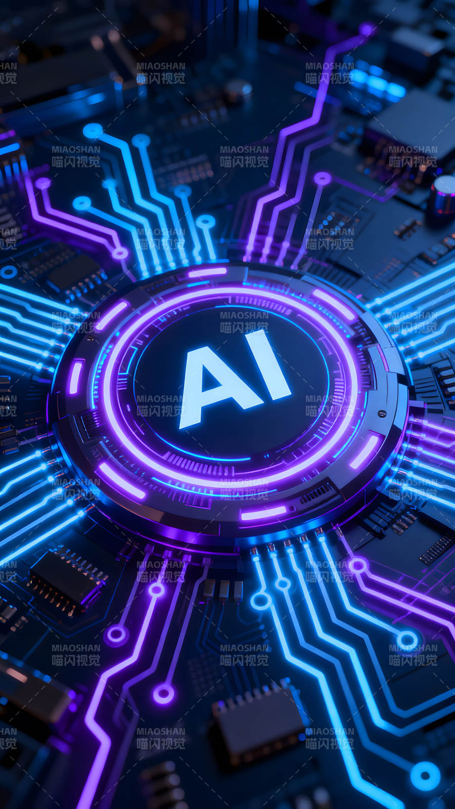AI芯片电路视觉效果图-图片