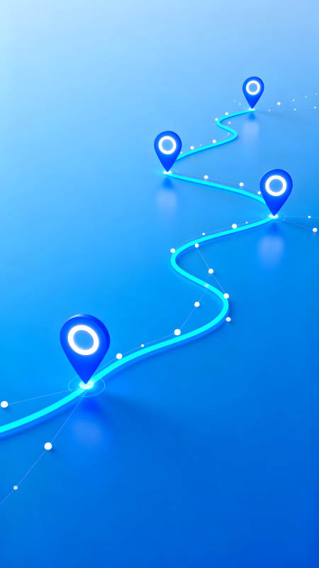 蓝色地图导航路径示意图-图片