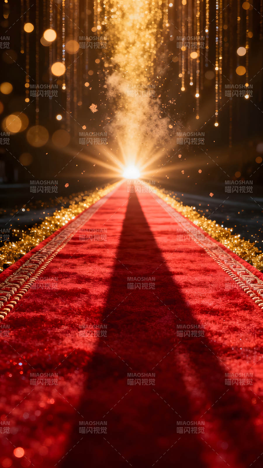 红毯通向光明聚光灯下的盛宴-图片