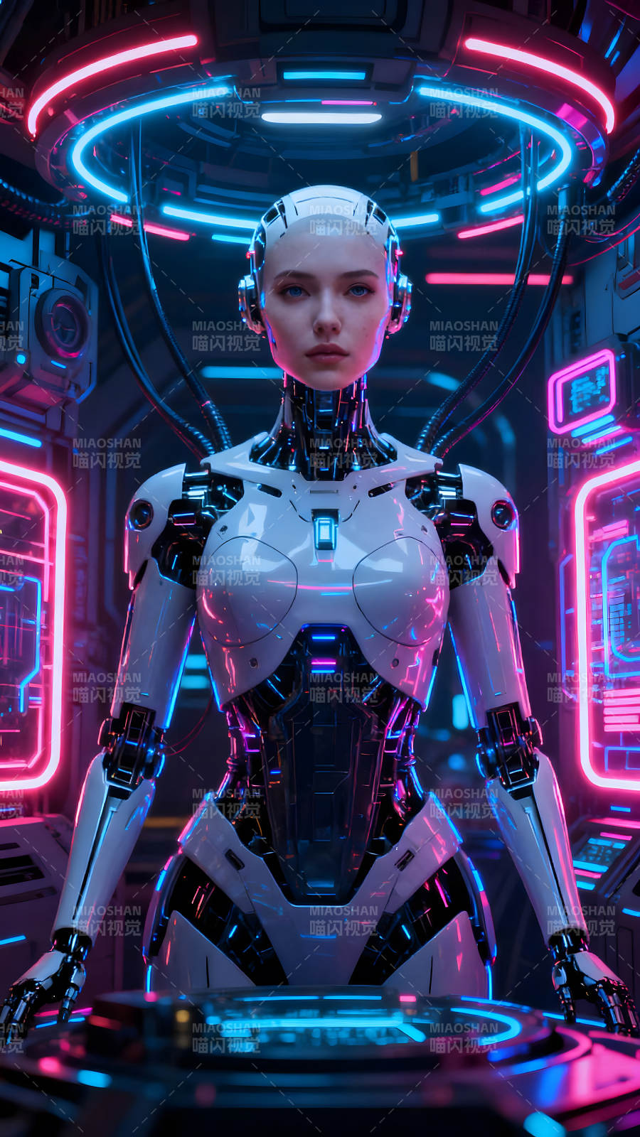 賽博朋克風(fēng)格機(jī)器人女性肖像圖片