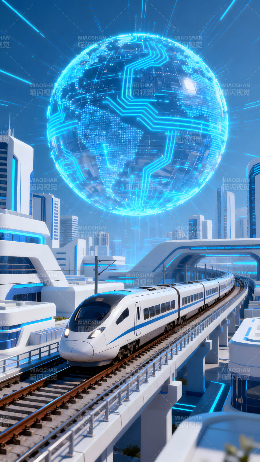 未來科技城市高鐵交通-圖片
