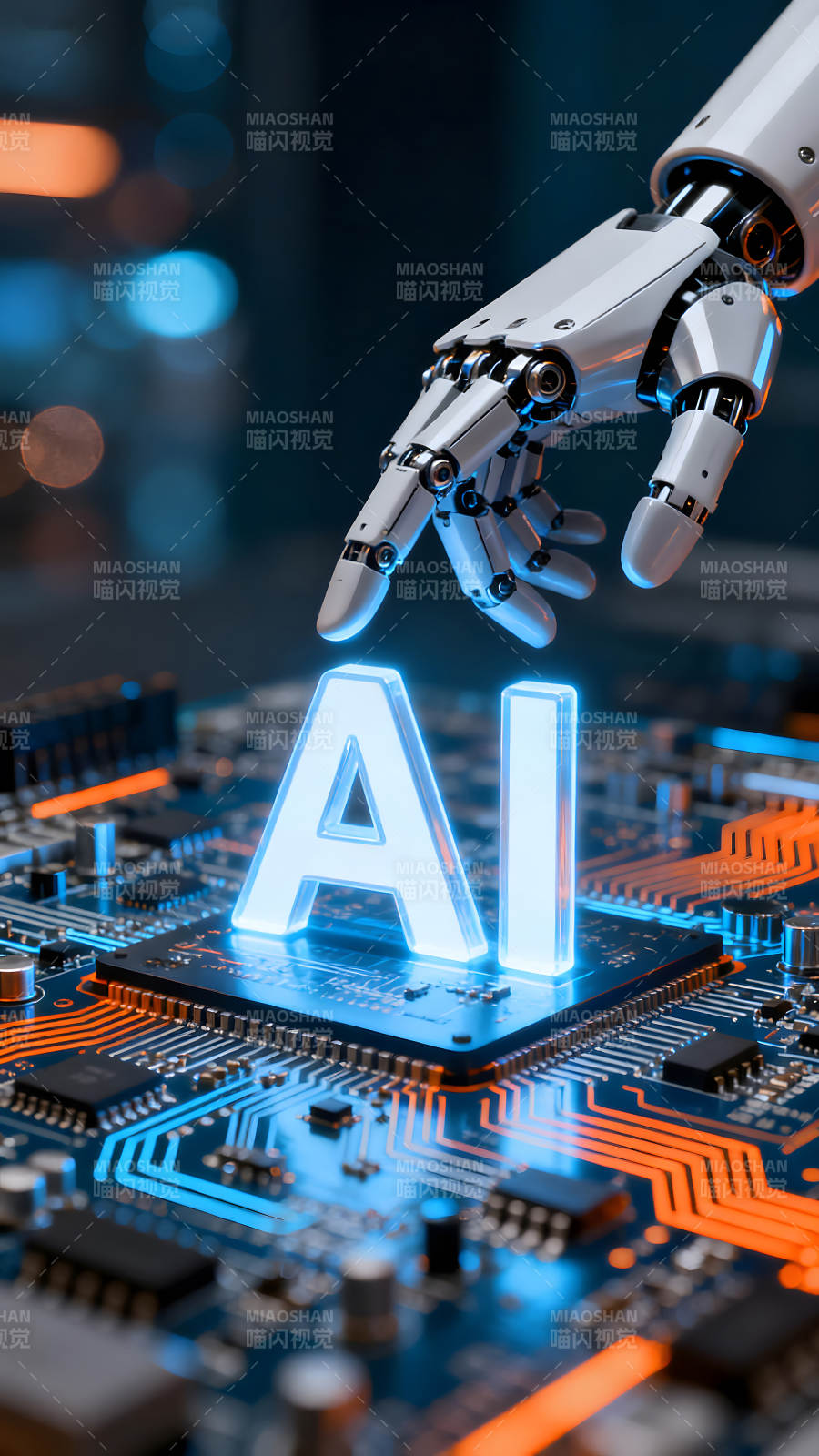 AI技术与机器人手互动-图片