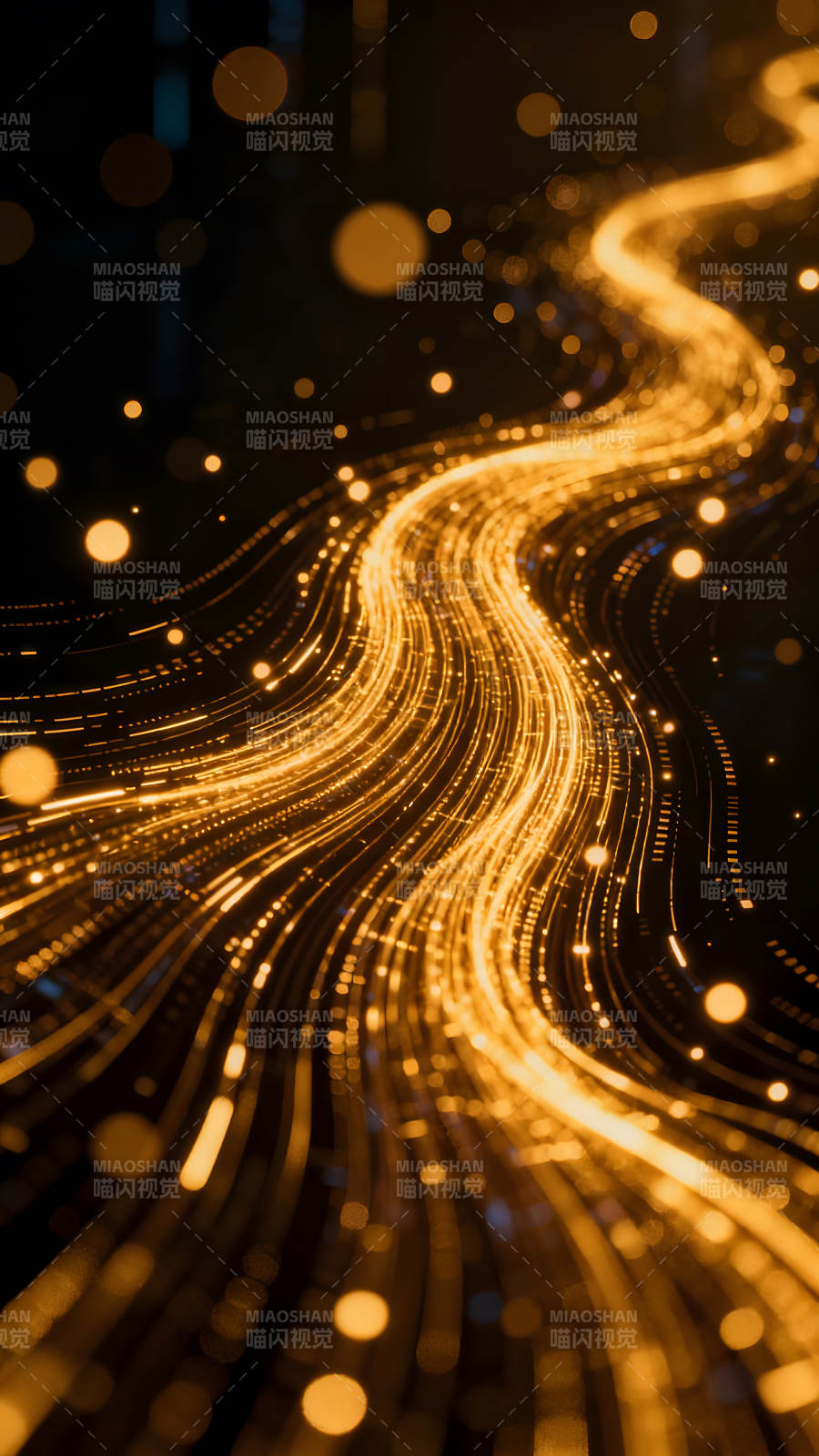 金色光線流動(dòng)抽象圖-圖片