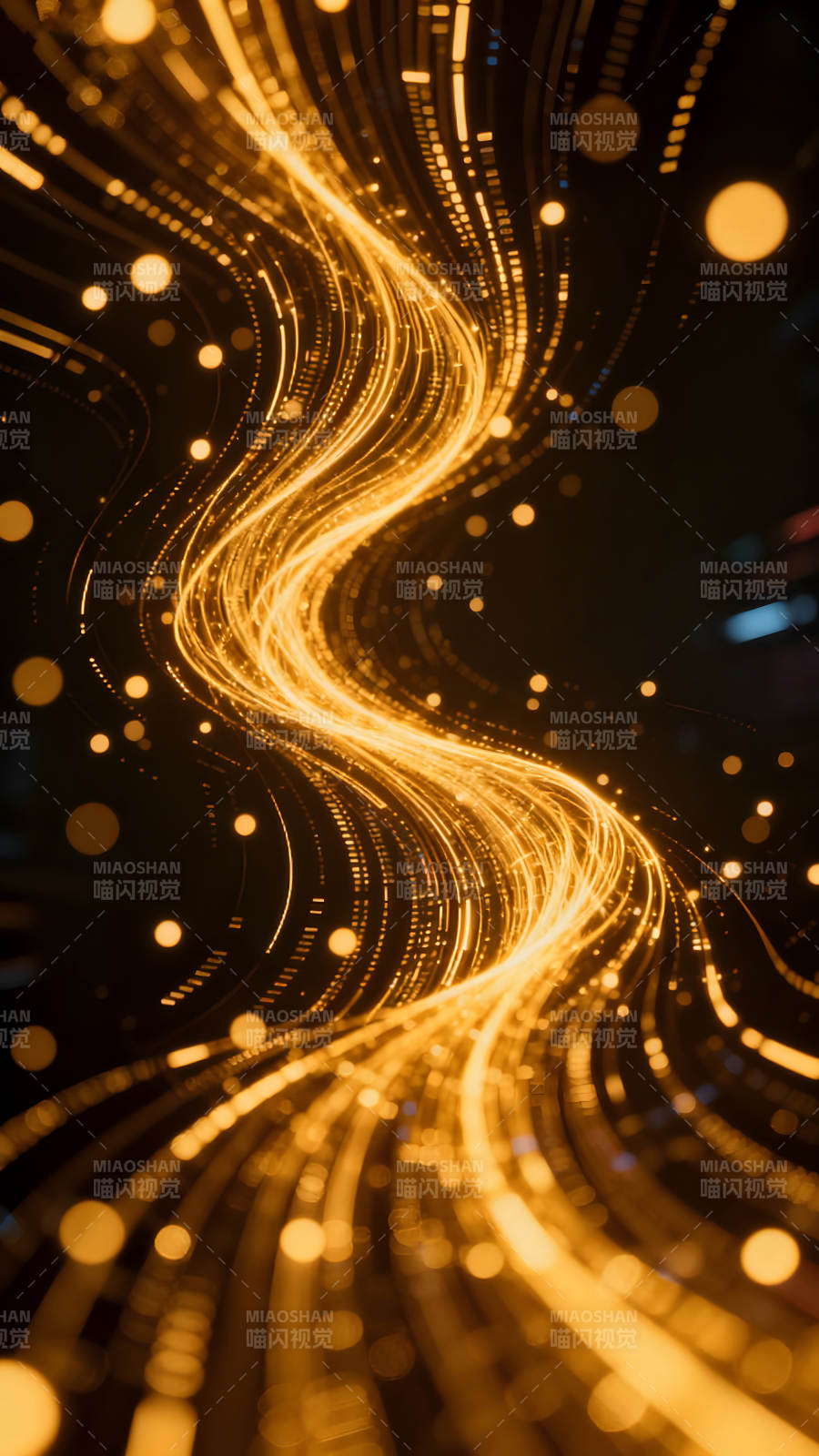 金色光線流動抽象藝術設計-圖片