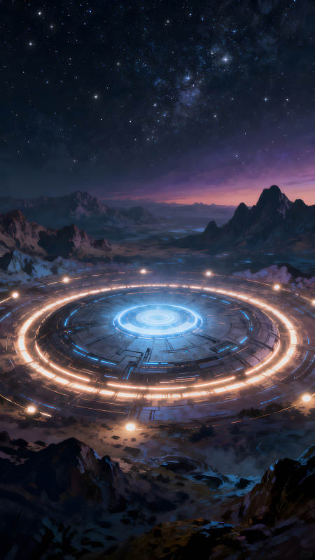 星空下的未來科技平臺-圖片