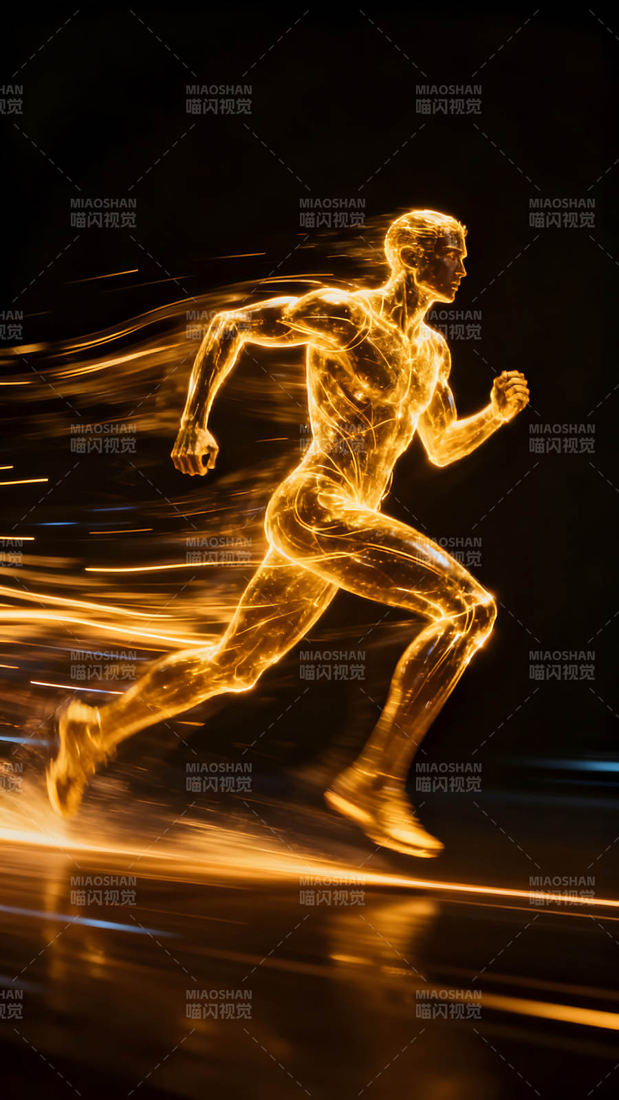 奔跑的金色光人圖片