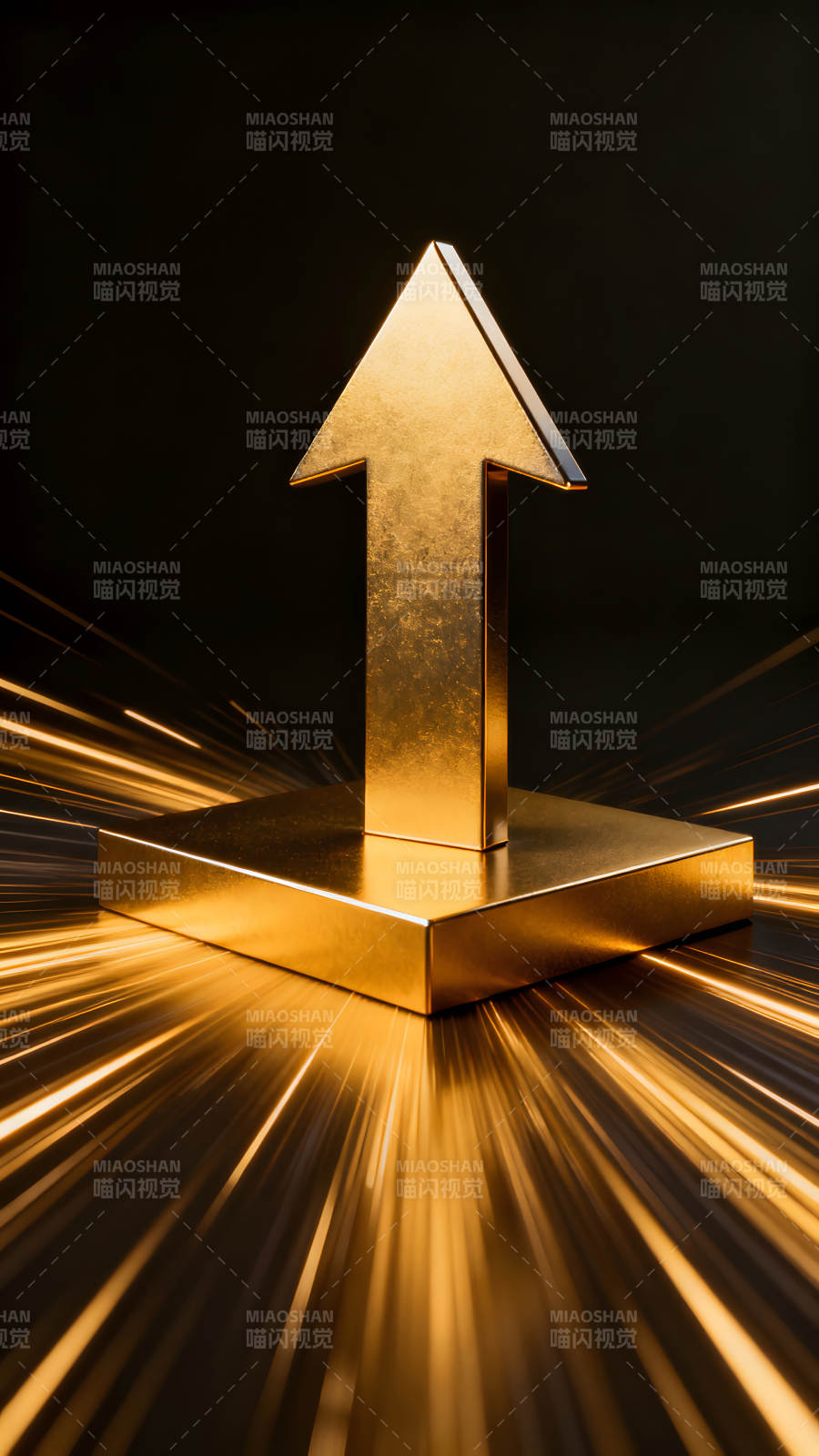 金色箭头向上冲刺的视觉意象-图片